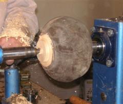 Re-machining the boiled log to show its original colour